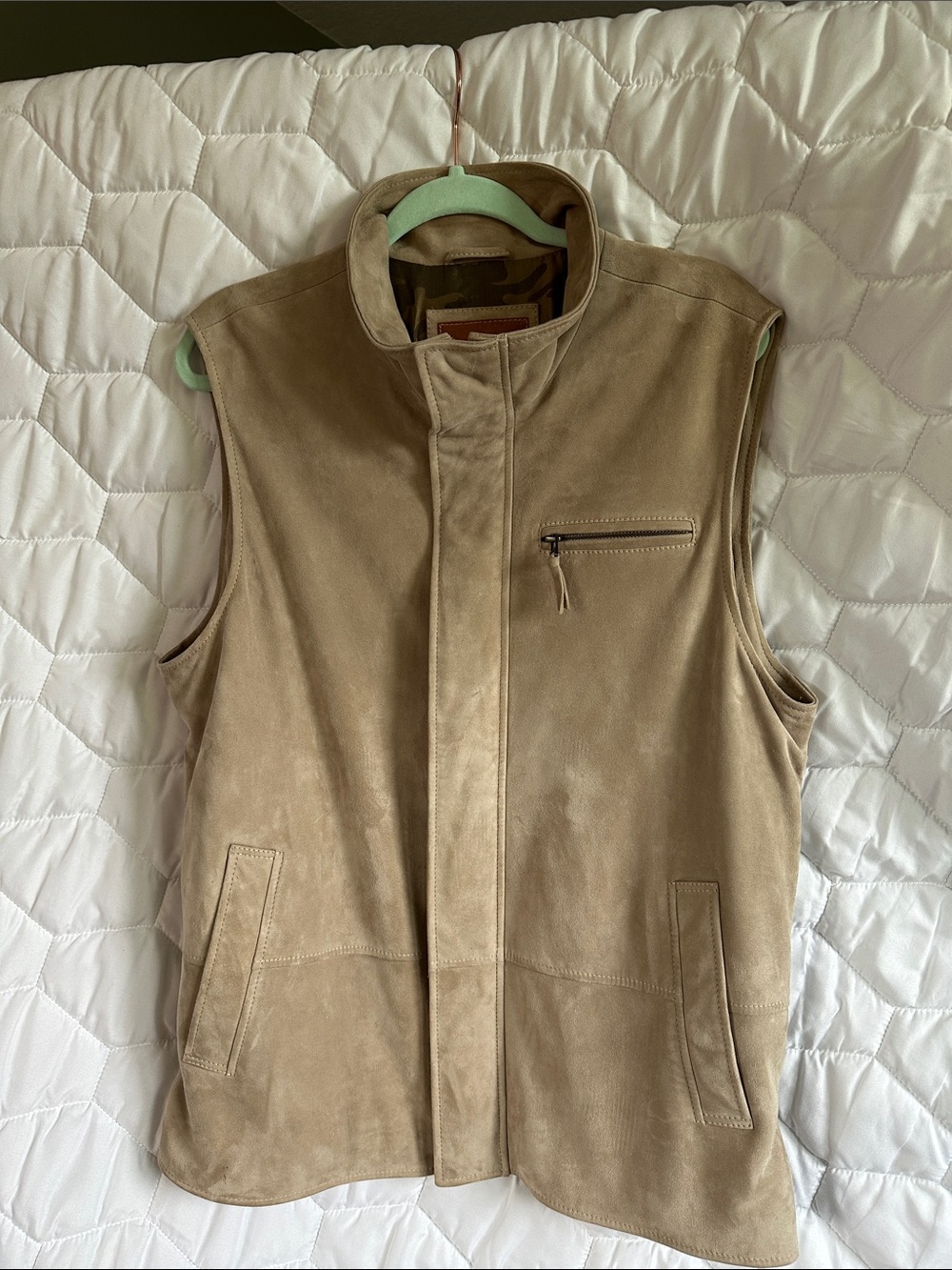 Allen Edmonds Taupe Suede Zip-Front Vest